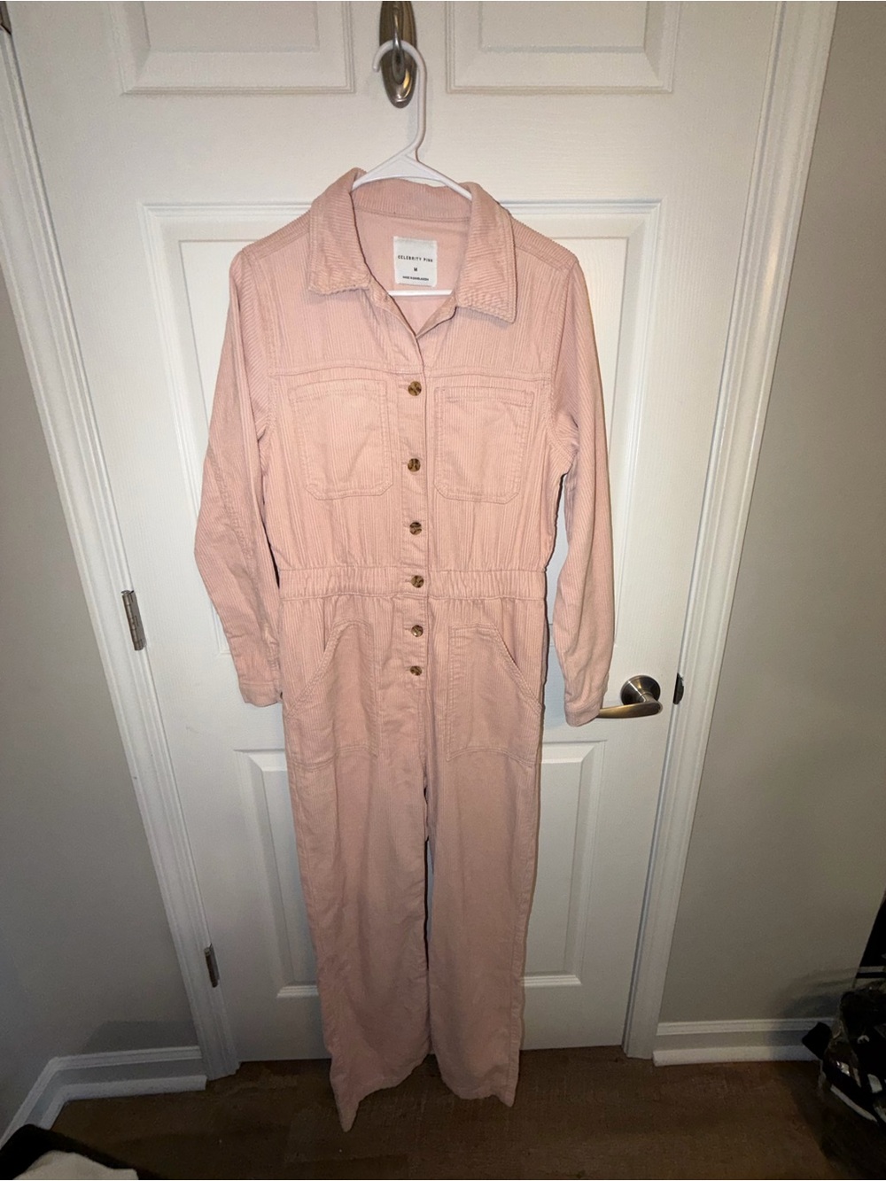 ✨ Blush Pink Utility Jumpsuit | Button Front Wide Leg